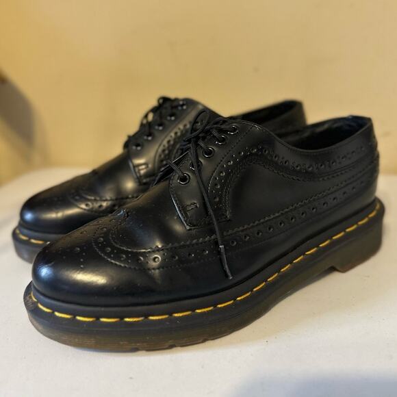 Dr Martens Brogue Shoes 3989 Black Leather Stitch Leather Lace Up Women's Size 7 - Picture 7 of 11